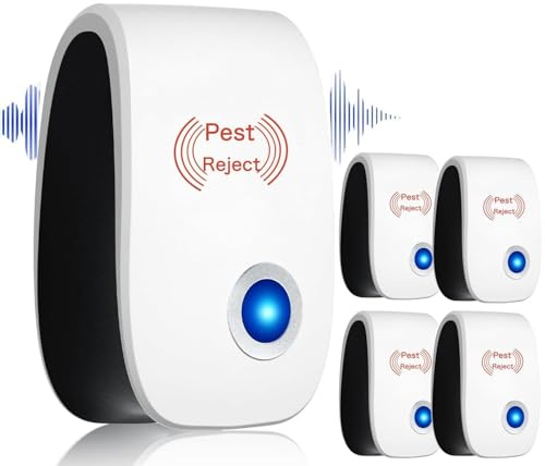 Bugshield Milbenstecker, Mäuseabwehr Ultraschall, Ultraschall-Milbenabwehrgerät, leiser und sicherer Betrieb, Plug & Play, Für Schlafzimmer, Kinderzimmer und Büro, Chemiefrei, Pack of 4(4-stück)