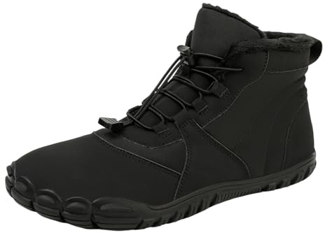 Generisch Zapatos descalzos de invierno para mujer y hombre, impermeables, forrados cálidos, botas de invierno, zapatos descalzos, para exteriores, zapatos de invierno anchos, botas de escalada, Negro