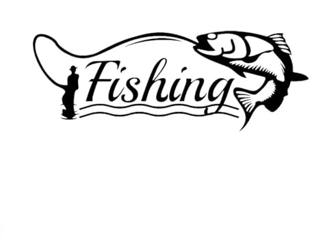 2er-Pack Angel-Vinylaufkleber 20x7cm Fischeraufkleber für Autos, LKWs, Boote, Kühlboxen, Geschenk für Angler, Outdoor-Fans, Design #AZ44 (Schwarz)