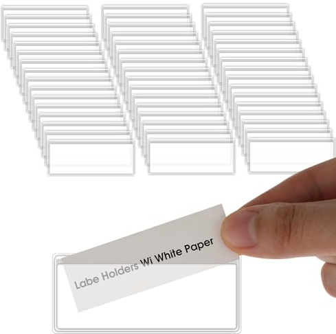 48 Pcs Self Adhesive Label Holders, Shelf Tag Labels Holder Nameplate Pockets Storage Bin Index Card for Classroom Supermarket Bookshelf