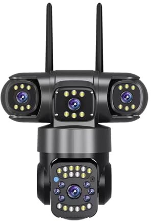 NGTFDCP Outdoor camera, WiFi Camera External Outdoor Surveillance Triple Lenses Screens Wireless Night Vision,Home/House Security