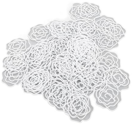 RASTKY Rose Shaped Decorative Metal Paper Clips Set with Storage Box, 50pcs Elegant Flower Paperclips for School Office Supplies (White)