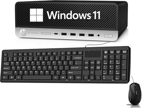 HP EliteDesk 705 G4 SFF Desktop-PC, AMD Quad-Core Ryzen 3 Pro 2200, 8 GB RAM, 256 GB SSD, US QWERTY Tastatur, Windows 11 Pro (renoviert)