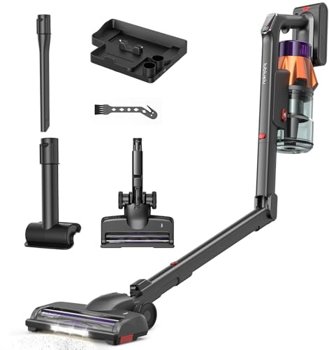 Lubluelu Akku Staubsauger kabellos G30 50 kPa, 600 W bürstenloser Motor, selbststehend & faltbar, bis zu 65 Min. Laufzeit, mit Ladestation, 7-stufiges Filtersystem, für Tierhaare, Hartböden & Teppiche