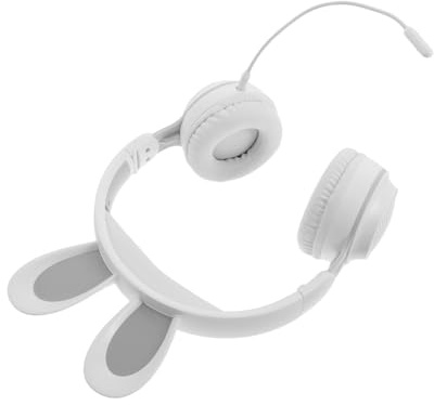 COHEALI Cuffie da Gioco Sovraurali con Microfono a Riduzione Rumore, Fascia LED con Orecchie di Coniglio Rgb, Audio Stereo HD per Pc, Console e Smartphone, Cuffie Kawaii Bianche