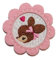 kleiner Kreis mit Reh 4 cm Bügelbild Applikation Tier Tiere Rehe Hirsch rosa pink Trachten Hirsche