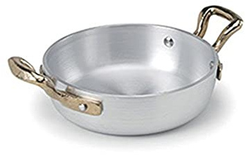 Pentole Agnelli ALMA11010 Tegamino a Servire con 2 Maniglie in ottone, Alluminio Professionale 3 mm, 10 cm