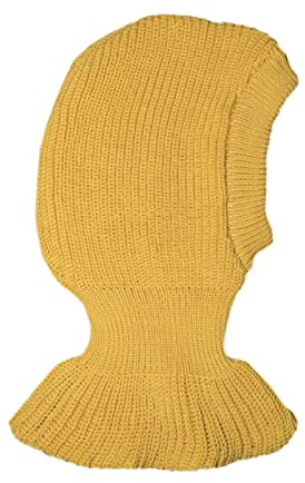 Sturmhaube 100% Merinowolle Erwachsene Männer Frauen Winter Mütze Halswärmer Gestrickt, gelb, Einheitsgröße