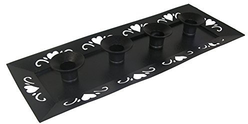 Black Design 4-fach Kerzenhalter mit Herz-Verzierungen aus Metall