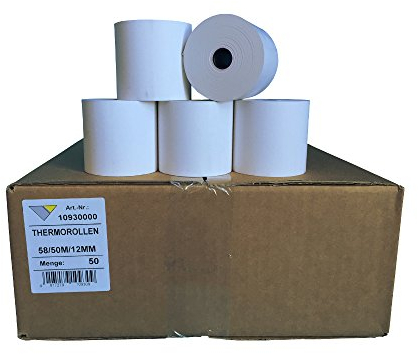 Veit 50 Stck. Thermorollen unbedruckt 58mmx50mx12mm ØRolle: 63mm, BPA-frei, Thermopapier ohne Aufrdruck