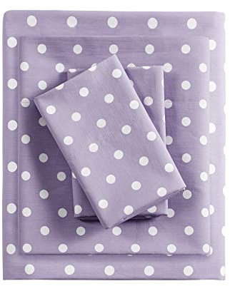 Intelligent Design 100% Cotton Full Sheet Set for Kids - 4 Piece, Purple
