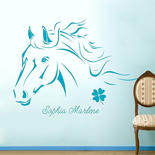 Wandtattoo Wandaufkleber Wandsticker Wanddeko Aufkleber Sticker Pferd Pferde Wanddeko Pferd Klee M343B ausgewählte Farbe: *schwarz* ausgewählte Größe: *M*