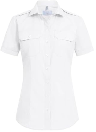 GREIFF Corporate Wear Simple Damen Pilotbluse Kurzarm New-Kentkragen Regular Fit Baumwollmix Oeko TEX® Pflegeleicht