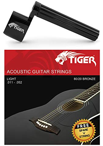 TIGER Saiten und Saitenkurbel für Akustikgitarren