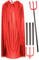 labreeze Red Devil Satin Cape W/hood Pitch Fork Trident 110 cm Halloween Party Costume