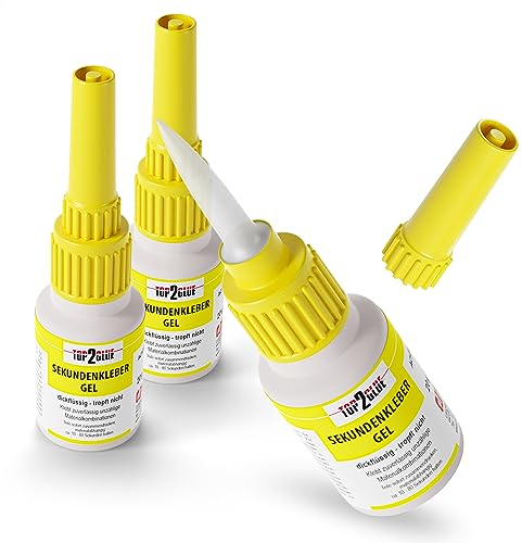 Sekundenkleber GEL 20 g extra starker & flexibler Superkleber, günstiges stoß- & wasserresistentes Sekundenkleber Gel - wasserfest, hitzebeständig, schnell trocknend(3) von Top2Glue