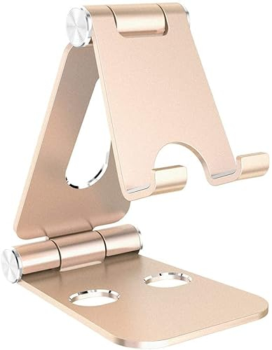Simpeak Soporte Móvil, Soporte Tablet, Multi-Angulo Soporte de Aluminio Compatible con iPad,Compatible con iPhone, Compatible con Switch, Otras Tabletas y Móviles, Oro