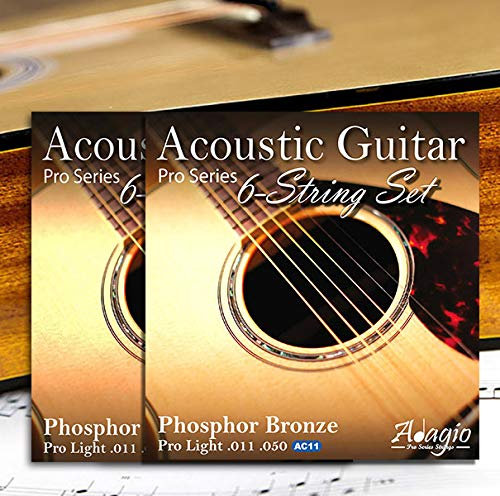 ADAGIO PRO - Juego de 2 cuerdas de guitarra acústica (calibre 11-50, bronce fosforado, también apto como cuerdas de acero electroacústico y cuerdas de guitarra semiacústica)