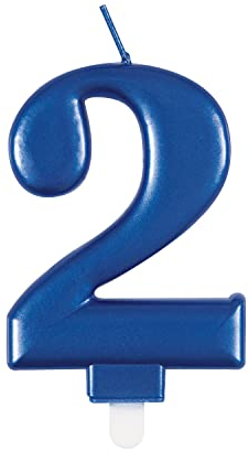 Dazzling Metallic Blue Number 2 Birthday Candle - Perfect Cake Topper for Unforgettable Milestones - 1 Pc