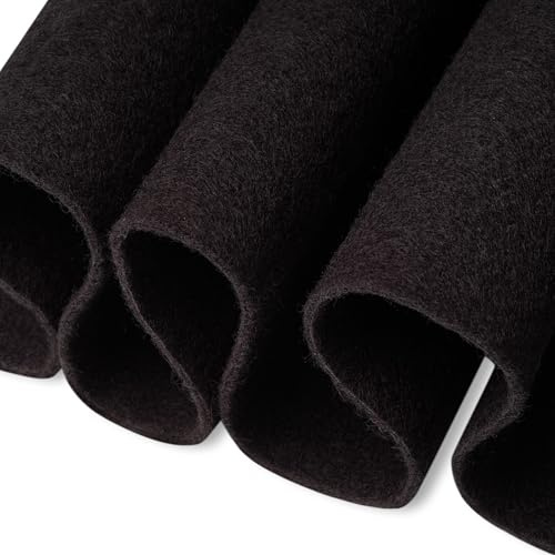 Filzstoff, 182,9 cm breit und 1,6 mm dick, babyblau, nicht steif, weiches Stoffmaterial, Filzstoff pro Yard | weiche Filzrolle zum Basteln, Nähen und Polstern, 4,5 m Stoff, Schwarz
