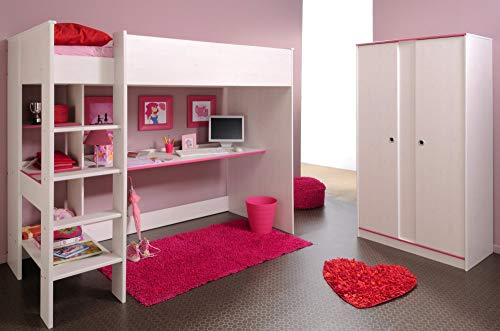 Parisot Komplett-Set Hochbett Und Kleiderschrank 2-TRG. SMOOZY DREHBARE Kanten PINK/BLAU NEU