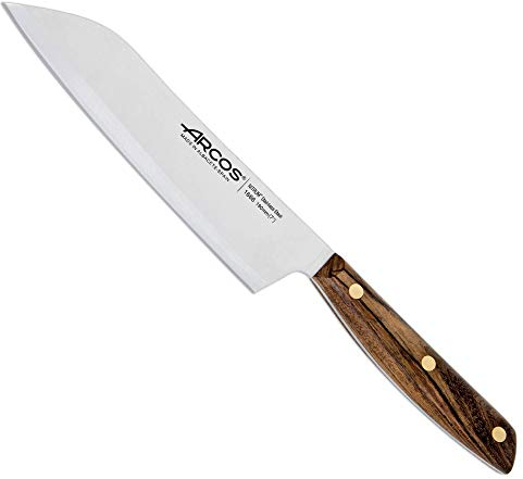 Arcos Serie Nordika - Santoku Messer - Edelstahl Nitrum - Klinge 190 mm - Ovengkol Holzgriff 100% natürlicher FSC - 100% recycelte Verpackung - Farbe Braun