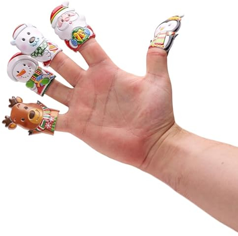 Toyland® Packung mit 5 festlichen Fingerpuppen – Verschiedene lustige Stile – Weihnachtsstrumpffüller – Geschichtenerzählen für Kinder