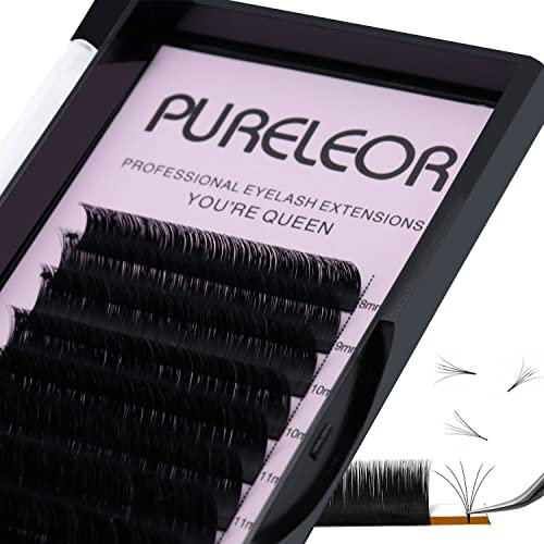 Easy Fan Lashes 0.10 C Curl Mixed Tray 8-15mm 2D-20D Volume Eyelash Extensions Easy Fanning Russian Lashes Individual Lash Extension（0.10C-mix8-15mm）