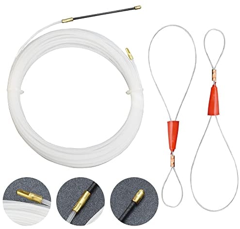 WENRERO Cable Running Puller Rods Electrical Wire Threader Nylon Fish Tape Ribbon Threader Puller with 2 Metal Lock Wires for Wiring Installation of Telecommunications Floor Ducts, Long 15M Width 3mm