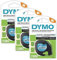 DYMO LT Beschriftungsband für LetraTag Etikettierer, schwarzer Druck auf transparenten Etiketten, 1/2 Zoll x 13 Fuß Rollen, 3 Stück