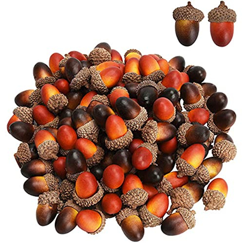 Fayemint 100 Stück Mini Künstliche Eicheln, Künstliche Eicheln mit natürlicher Eichelkappe, 2 Farben Simulation Eichel, Basteln, Hochzeiten, Wohnkultur
