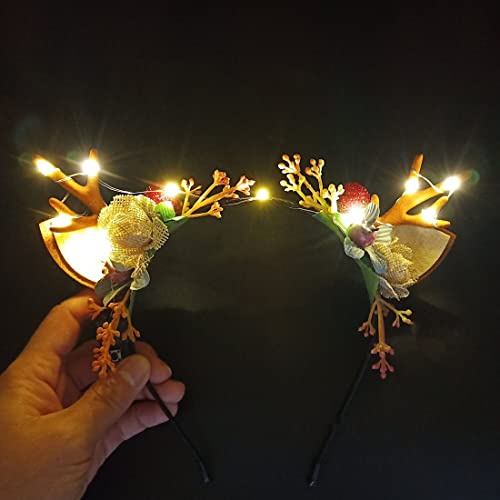 Prosy Serre-tête lumineux à LED en forme de bois de cerf pour femme et fille (multicolore 4)