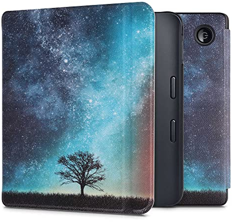 kwmobile Étui Compatible avec Kobo Libra 2 Coque - Étui à Rabat magnétique Tablette eReader Similicuir - Bleu-Gris-Noir