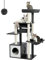 PAWZ Road Arbre à Chat en Bois Design Plateforme Arbre a Chat Moderne avec Tunnel Suspendu 130cm (Noir)