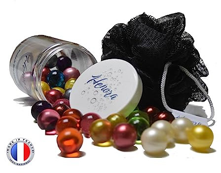Coffret 36 perles de bain naturelles bombes huile de soja SANS PARABEN 12 parfums Fleur de bain pour une peau douce, lisse et parfumée. Cadeau anniversaire ou Noël femme, fille