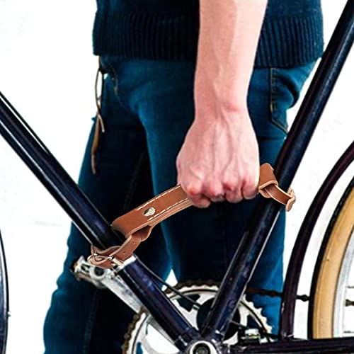 TentHome Retro Tragegriff Transportgriff Fahrrad Leder Fahrradtransporthilfe Fahrradträger Fahrradrahmen Universal Griff für MTB Mountain Rennrad Braun