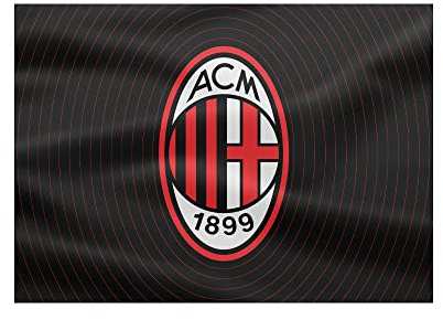 AC Milan Bandiera Grande con Logo, 100x140 cm, Poliestere, Prodotto ufficiale, Nero