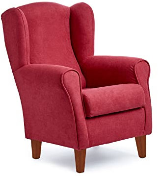 Sillonea - Sillón Orejero Roma, butaca pequeña para salón. Sillón de Lectura Individual, Ideal para Ver la TV/Leer. Medida: 100x74x77cm. Tapizado con Tela Antimanchas. (Granate, Cerezo)