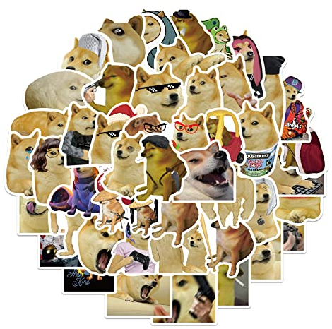 Bric Dodo 50 Stück Doge Aufkleber Wasserflaschen Laptop Telefon Gitarre Skateboard Computer Koffer Fahrrad Meme Vinyl Stickers Wasserdicht Ästhetisch Aufkleber für Jugendliche Kinder Erwachsene