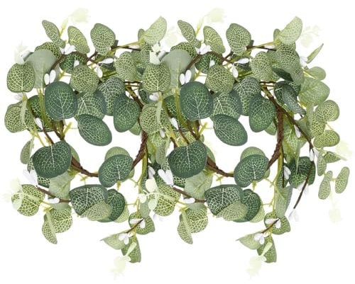 Ipetboom 2Pcs Decorative Candle Wreaths with Simulated Eucalyptus and Berries Easter Candle Rings Spring Festival Wreath Decor Household Garland for Party Home