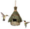 Nid d'oiseau en paille tissée à la main pour l'extérieur - Petit nichoir à suspendre - 11 x 22 cm - Sac couchage pour fenêtre jardin, terrasse, décoration d'intérieur