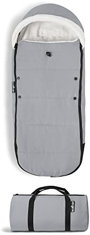 BABYZEN YOYO Fußsack, Stone - Sherpa-Futter und Fleece-Kapuze mit Kordelzug hüllen das Baby in wohlige Wärme - Inklusive Tragetasche - Maschinenwaschbar