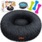 Lovpet® Hundebett Hundekissen Katzenbett Bagel, Waschbar, Inkl. Napf + 3X Kauknochen, Hundesofa flauschig Kissen Rund aus Plüsch für Kleine, Mittelgroße & Große Hunde, Katzen [XXL, Ø 80cm Anthrazit]