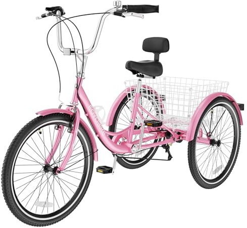 LILYPELLE Adult Tricycles 7 Speed, 3 Wheel Bikes Adult Trikes 20/24/26 inch, Three-Wheeled Bicycles Cruise Trike with Shopping Basket for Seniors, Women, Men