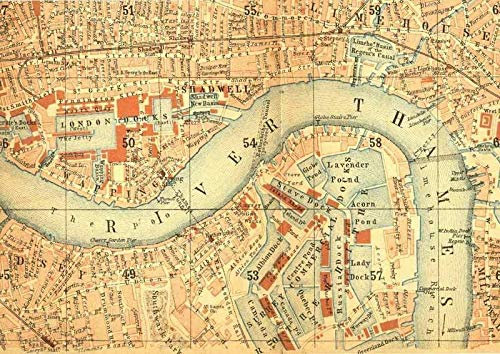 London River Thames Map Retro Vintage Metal Sign Metal Sign Metal Sign Bar Pub Home Metal Poster Wall Art Decor Tin Sign 8X12 Inches