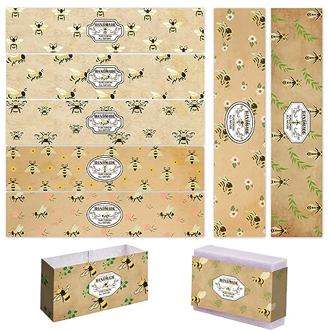 PH PandaHall 90 Stück Seife Verpackungspapier 9 Stile Biene Seife Wrapper Seife Tier Einwickelpapier-Band Vertikale Seife Papier Tag Seifenhüllen Abdeckungen für hausgemachte Seife Bar Verpackung