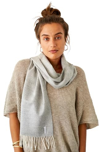 Apikuna® Baby Alpaka Schal mit Fransen für Damen & Herren – Herbst & Winter (180x30cm, Hellgrau) – kuschelig warm und atmungsaktiv, 100% Baby Alpaka Wolle