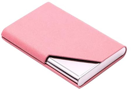 Visitenkartenetui aus PU- und Edelstahl, Multi-Kartenetui, Brieftasche, Ausweishülle/Halter für Männer und Frauen Visitenkartenetui Herren (Pink, One Size)