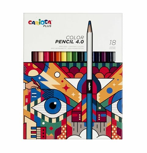 Carioca Plus Buntstifte 4.0 aus Holz mit dicker und weicher Mine mit hoher Pigmentierung I 18 Stück