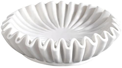 Wedhapy Fluted Ruffle Bowl, 6 Inch Resin, Vintage Style, Multi-purpose Decorative Bowl for Home Decor, Wedding Gifts